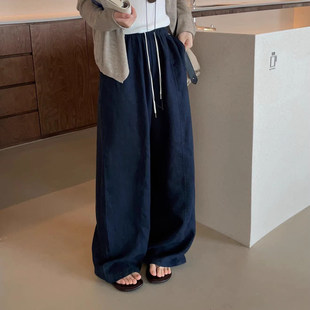 QBS纤贝思亚麻裤子女夏季2026新款香蕉气球裤薄款麻料休闲阔腿裤
