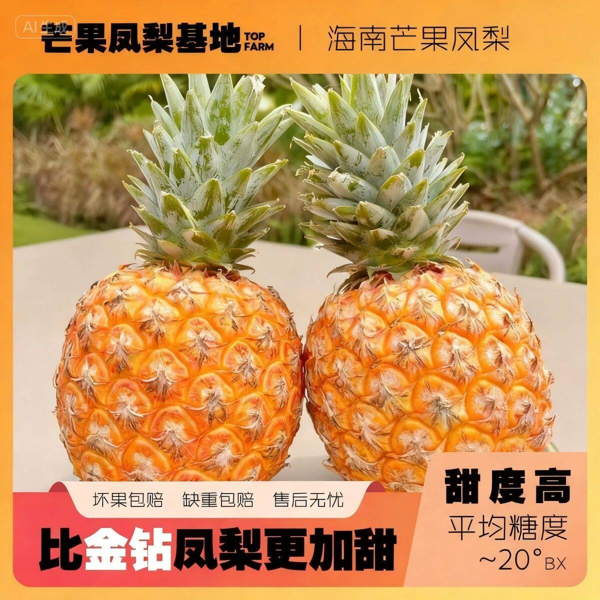海南芒果凤梨直发新鲜水果台农2凤梨