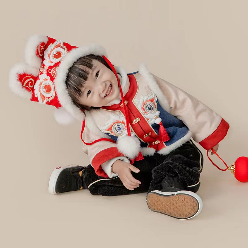 男童汉服冬季春节喜庆套装拜年服