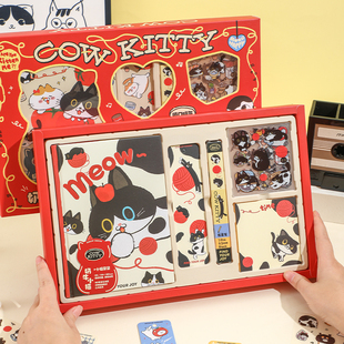 手账本礼盒套装精美笔记本文具套装卡通可爱小猫系列高级日记本学生毕业礼物精致礼盒全套