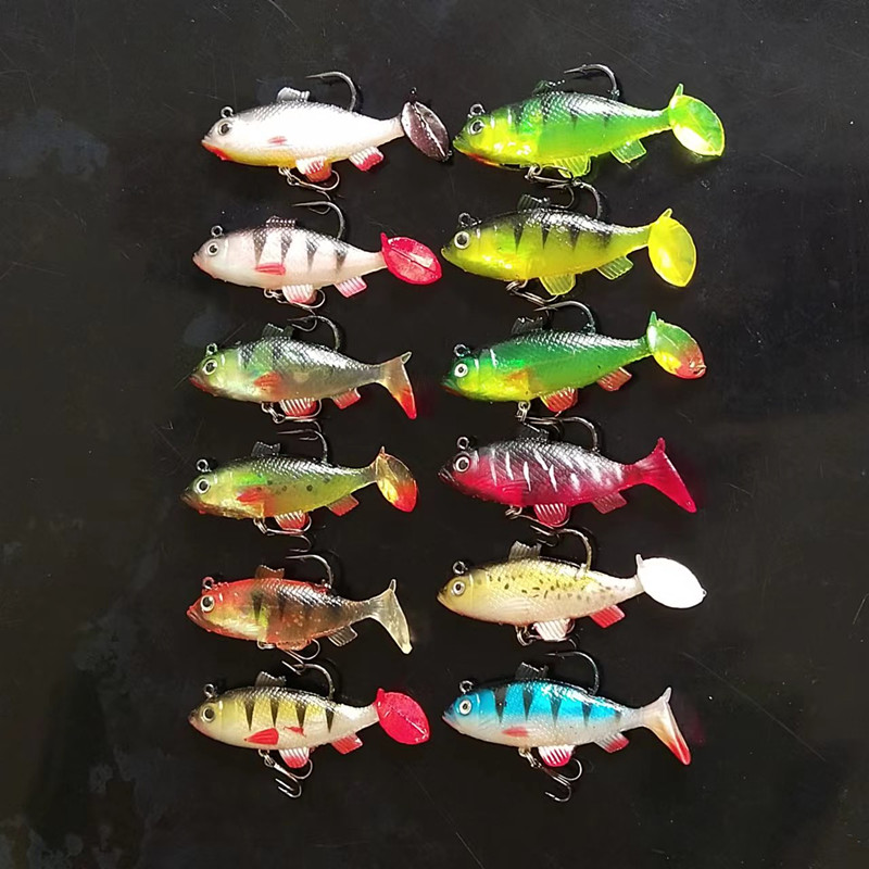 软饵T尾包铅鱼 青豹纹路亚饵8cm14g软体鱼饵海钓鲈鱼翘嘴仿生假饵