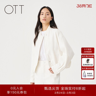 OTT【商场同款】2025春季新款宽松轻薄外套女棒球领短款休闲夹克