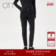 新品 修身 牛仔瘦腿裤 OTT2025冬季 女黑色百搭锥形裤