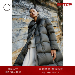【90鹅绒】OTT冬季新款长款大翻领羽绒服女加厚面包服羽绒外套