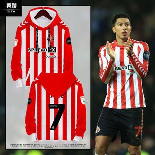 24-25赛季桑德兰队服足球衣服连帽卫衣套头男女球迷服带帽子外套