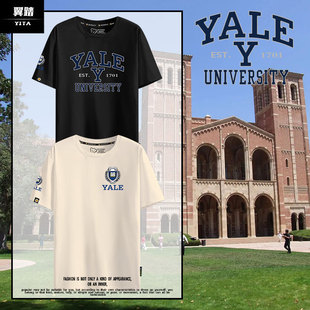 体恤 男女学生纯棉半袖 美国名校耶鲁大学校服留学生纪念短袖 T恤衫
