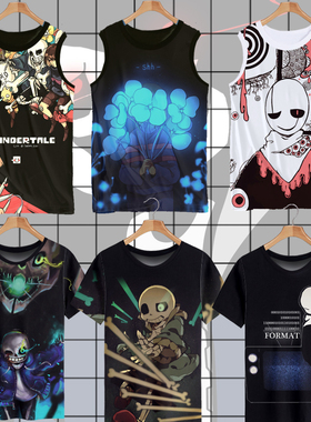 传说之下骷髅兄弟sans游戏周边冰丝T恤短袖男女速干体恤衫上衣服