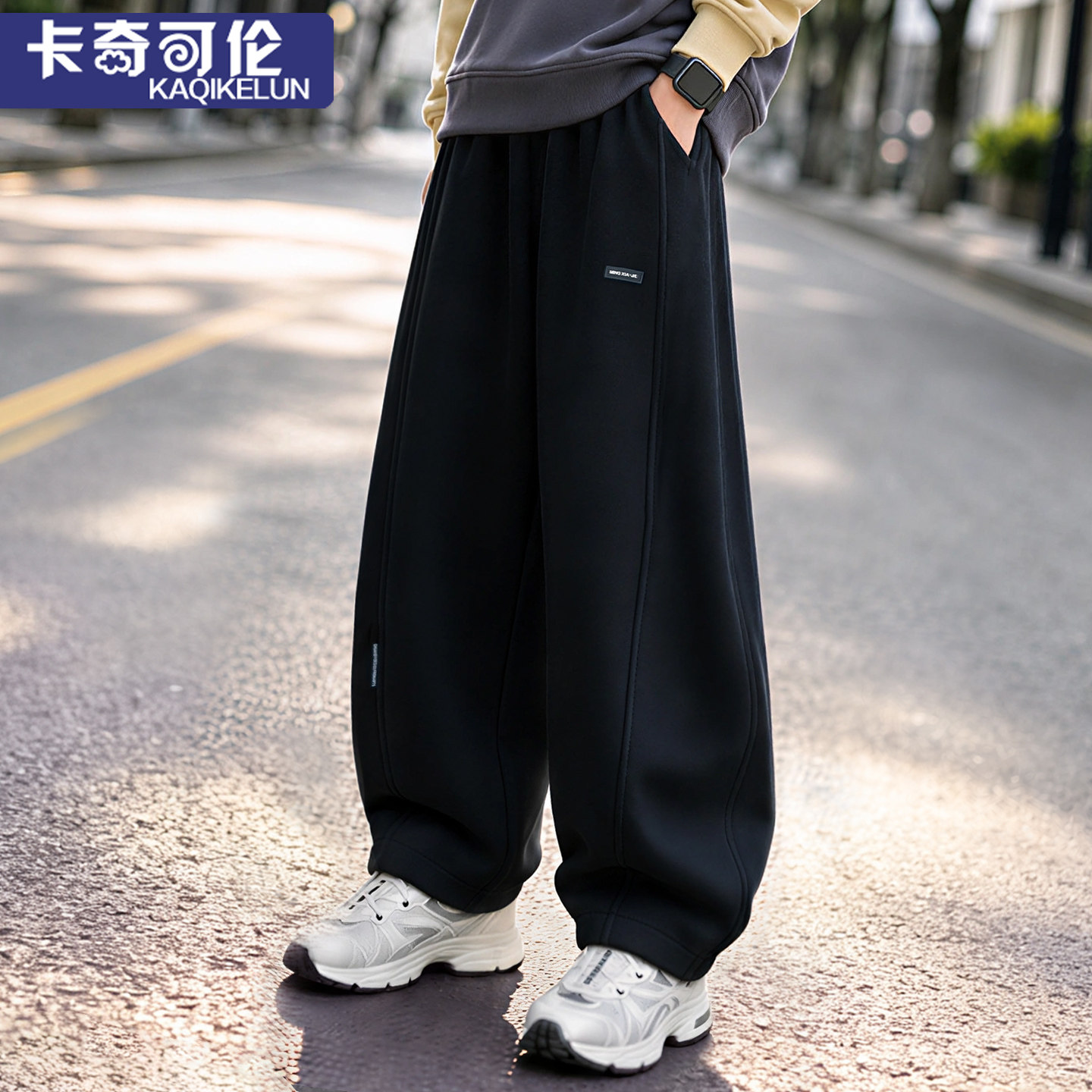 男童裤子2026新款春秋款儿童弯刀裤青少年大童休闲裤加绒冬季男孩