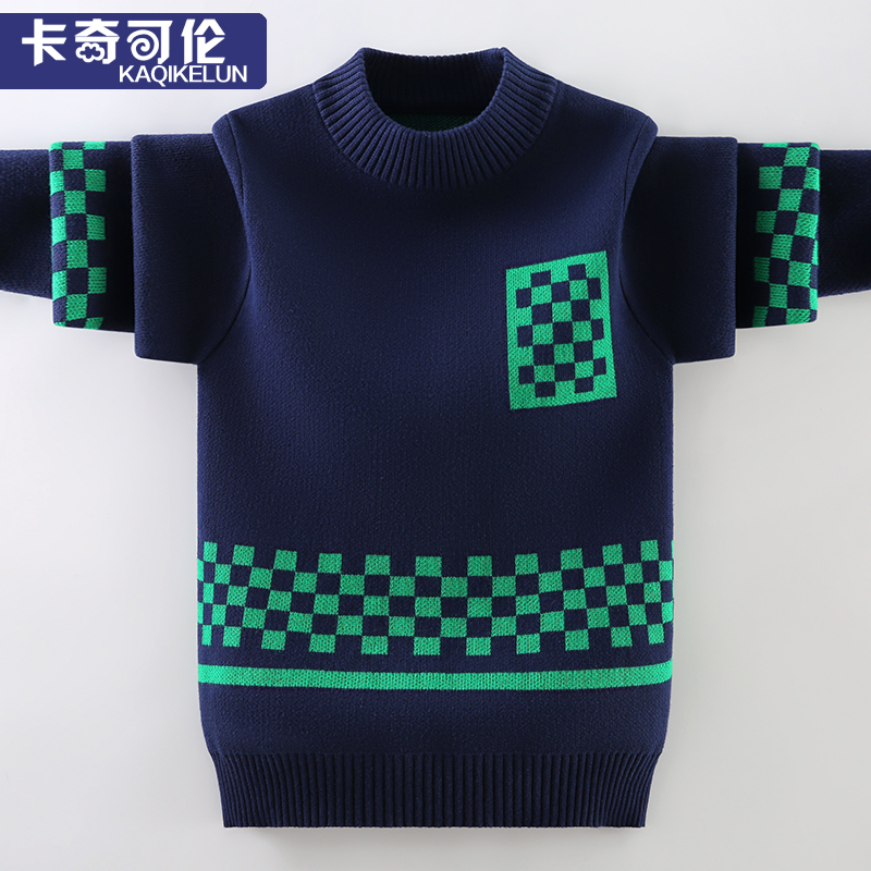 男童秋冬保暖纯棉加绒毛衣