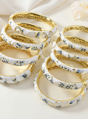 北京掐丝珐琅彩景泰蓝手镯女贵妃青花瓷送闺蜜首饰复古风时尚礼物