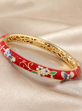 北京景泰蓝珐琅手镯镂空开口活扣镯子故宫旅游时尚纪念品礼物复古