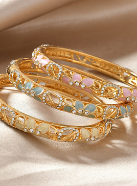 复古民族风景泰蓝老北京开细款珐琅开口手镯时尚旗袍首饰送礼饰品