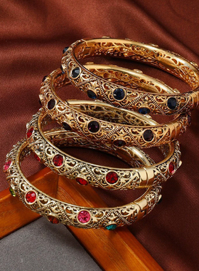 古典宫廷风做旧古青铜手镯双手镂空开口时尚复古民族风首饰