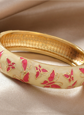 北京景泰蓝故宫旅游纪念珐琅蝴蝶女小清新开口手镯简约百搭复古风