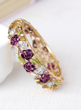 景泰蓝彩绘镂空水钻首饰品手环