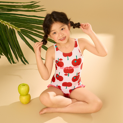 爱多尔苹果可爱公主女童温泉泳衣