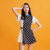 泳衣女夏波点保守显瘦连衣裙海边游泳装 爱多尔2025新款 连体时尚