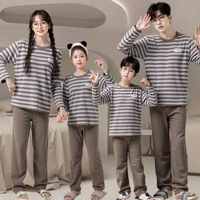 亲子冬季睡衣海岛绒保暖简约套装