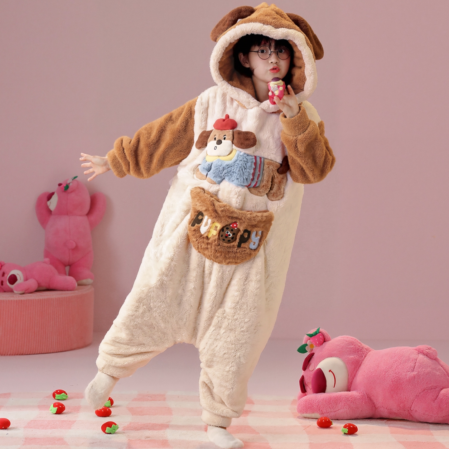 女童连体睡衣冬季法兰绒加厚