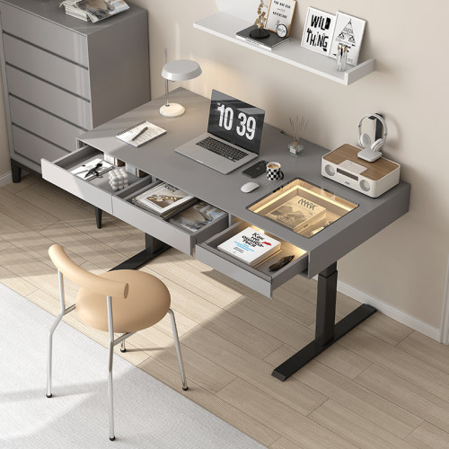 实木升降书桌电动桌子