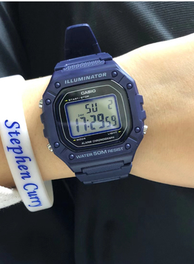 卡西欧 Casio YOUTH树脂表带复古运动小方块数显W-218H-2A