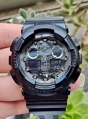 【拆弹专家华仔同款】卡西欧运动双显防水石英男表GA-100CF-1A