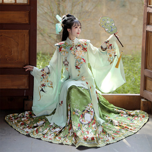 原创明制云肩汉服女2025新款刺绣长衫马面裙古装仙气春秋出游女款