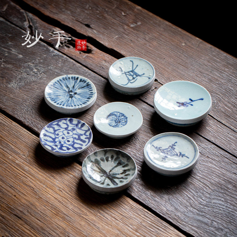 明代清代老瓷片壶盖托景德镇手绘青花瓷古物件瓷器茶托杯垫壶承物