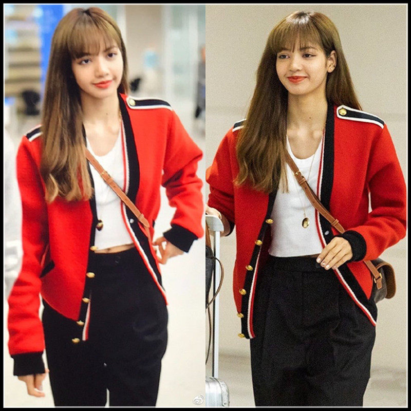 欧洲明星 lisa巴黎时装周同款小香风红色针织开衫毛衣外套2019秋|ruв категории Женская одежда, свитер - от Buy2taobao.com для оказания профессиональной услуги покупки агента Taobao