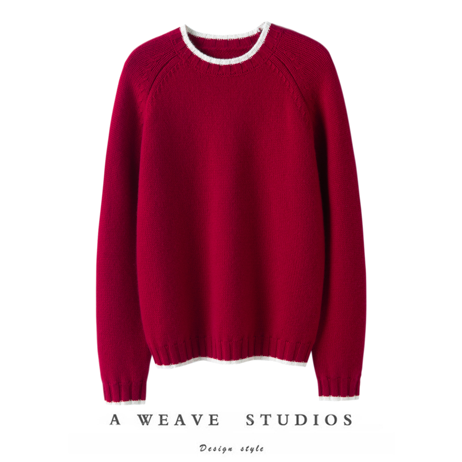 独爱气质款~加厚假两件100%纯山羊绒衫女圆领纯羊绒毛衣宽松秋冬