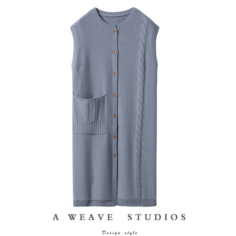 淡雅脱俗！纯羊绒马甲背心女中长款加厚无袖开衫羊绒针织马甲外套