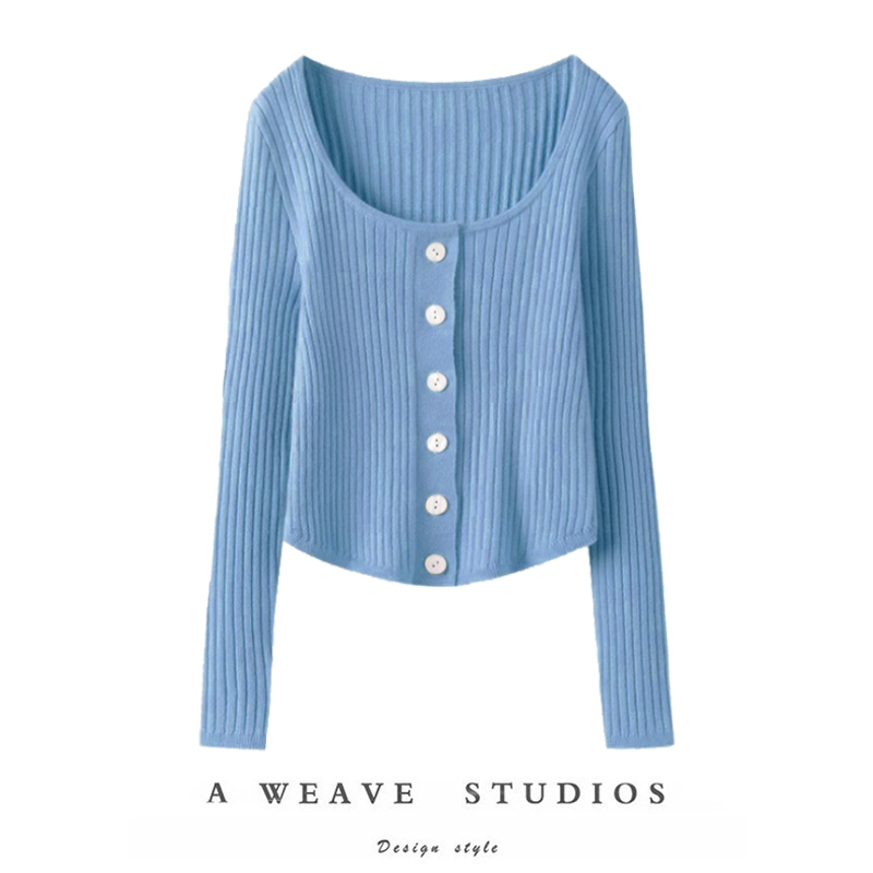 无法描述的美好！方领长袖纯羊绒针织衫2024新款设计感打底针织衫