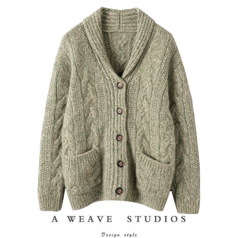 重磅男女同穿暴走加厚羊绒开衫