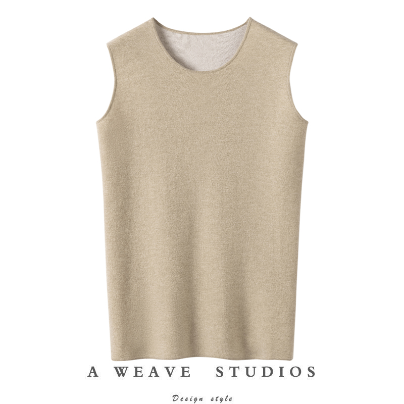 圆领针织背心/宽松开衫两件套