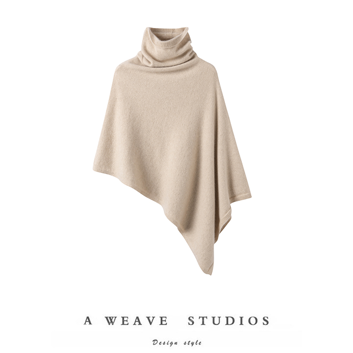 上身太有气质了!高奢加厚100%纯山羊绒披肩女堆堆领斗篷外套