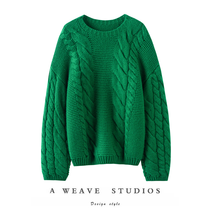 女圆领纯羊绒毛衣宽松