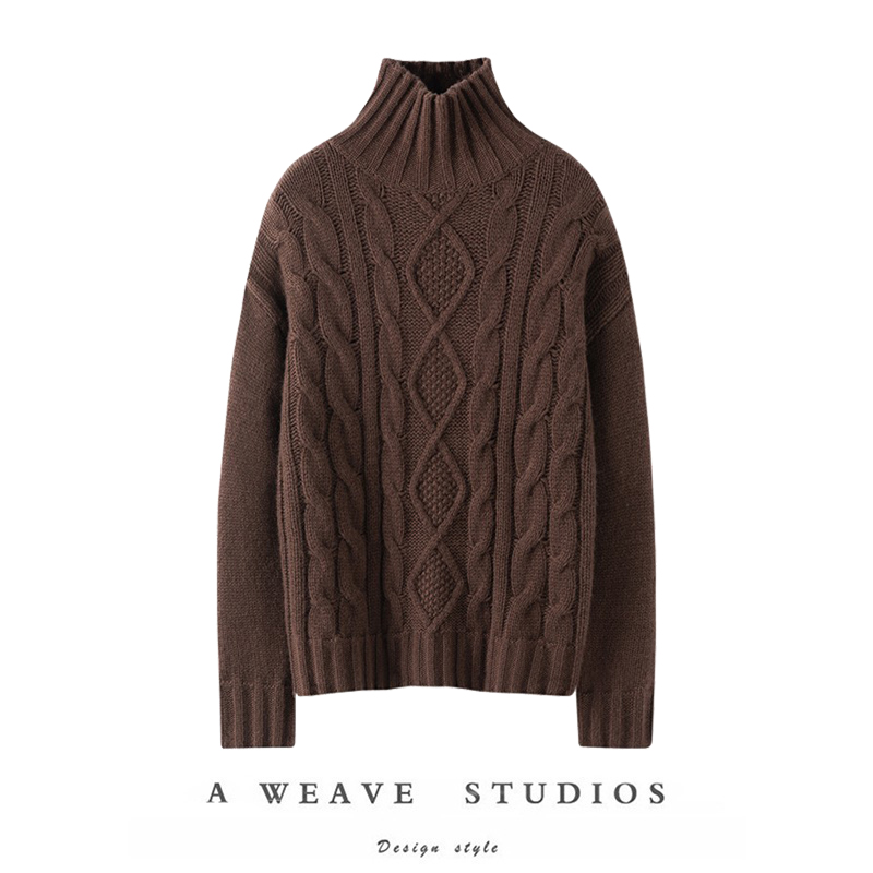 半高领羊绒衫女加厚宽松针织毛衣