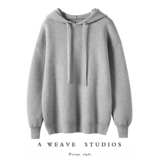 精致简奢 卫衣加厚毛衣 稀有日本订单 美拉德四平针连帽纯羊绒衫