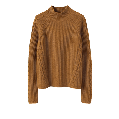 长袖半高领真的羊绒衫