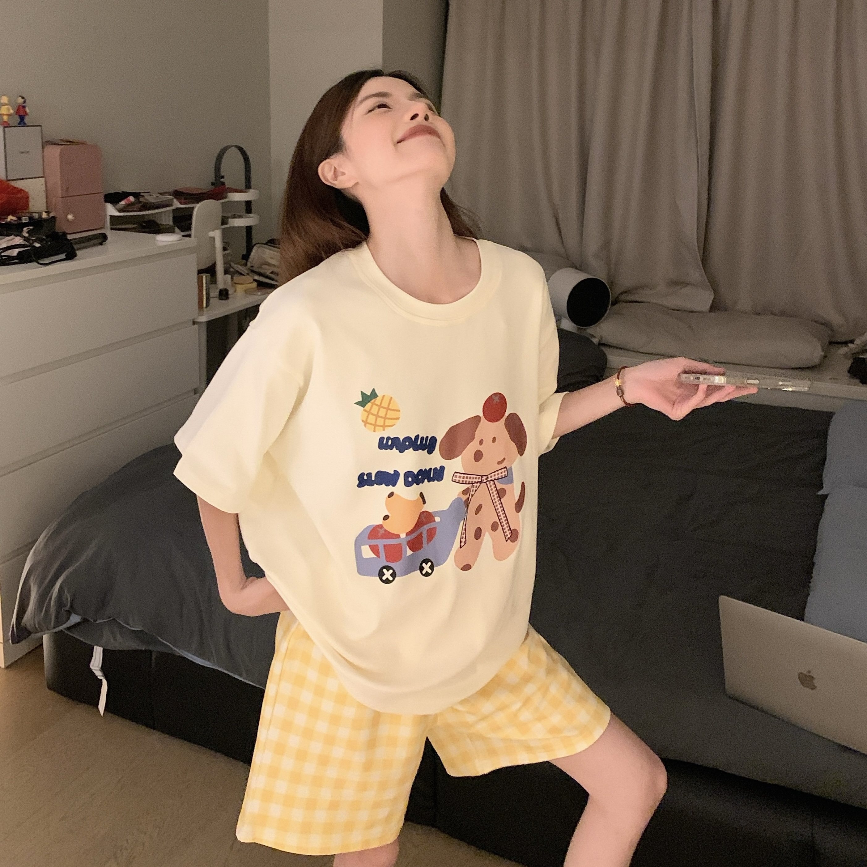 超火睡衣女夏季短袖纯棉2025年新款可爱网红学生可外穿家居服套装
