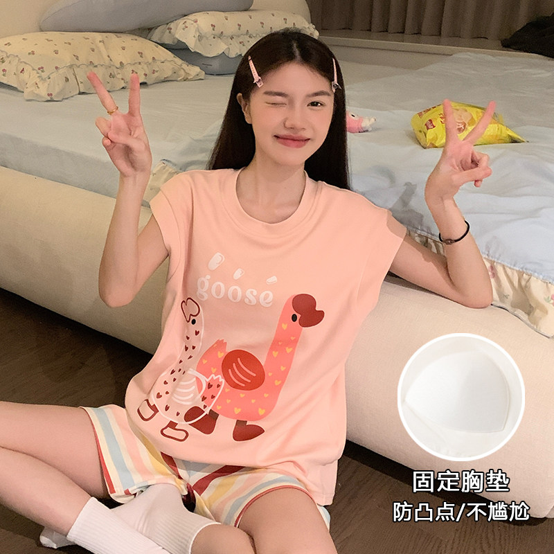 2026年新款睡衣女士夏季无袖背心带胸垫夏天爆款纯欲风家居服套装