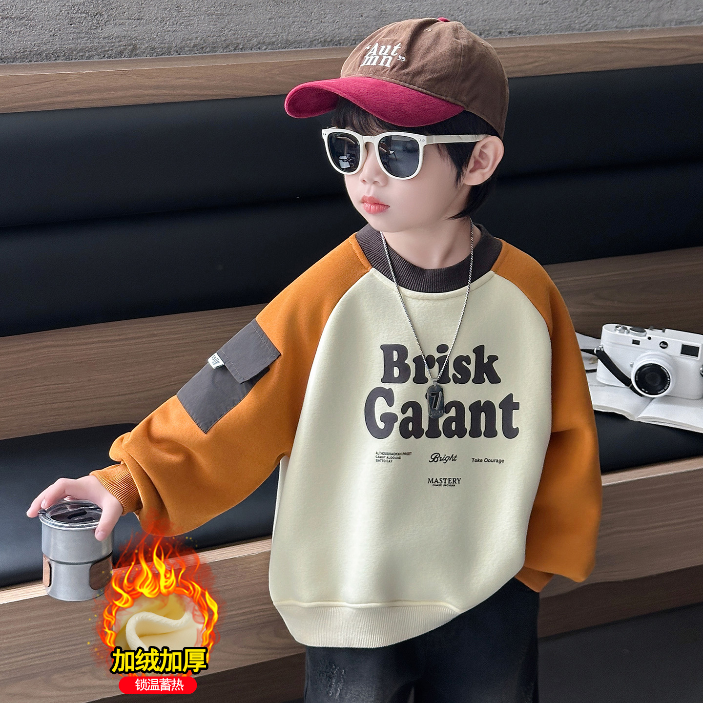 男童卫衣秋冬中小童2025新款冬季