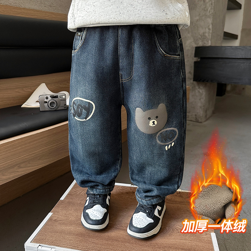 男童加绒裤子秋冬款2025新款