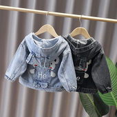 卡通连帽上衣潮 韩版 男童2026春天新款 软牛仔外套中小童宝宝春秋季