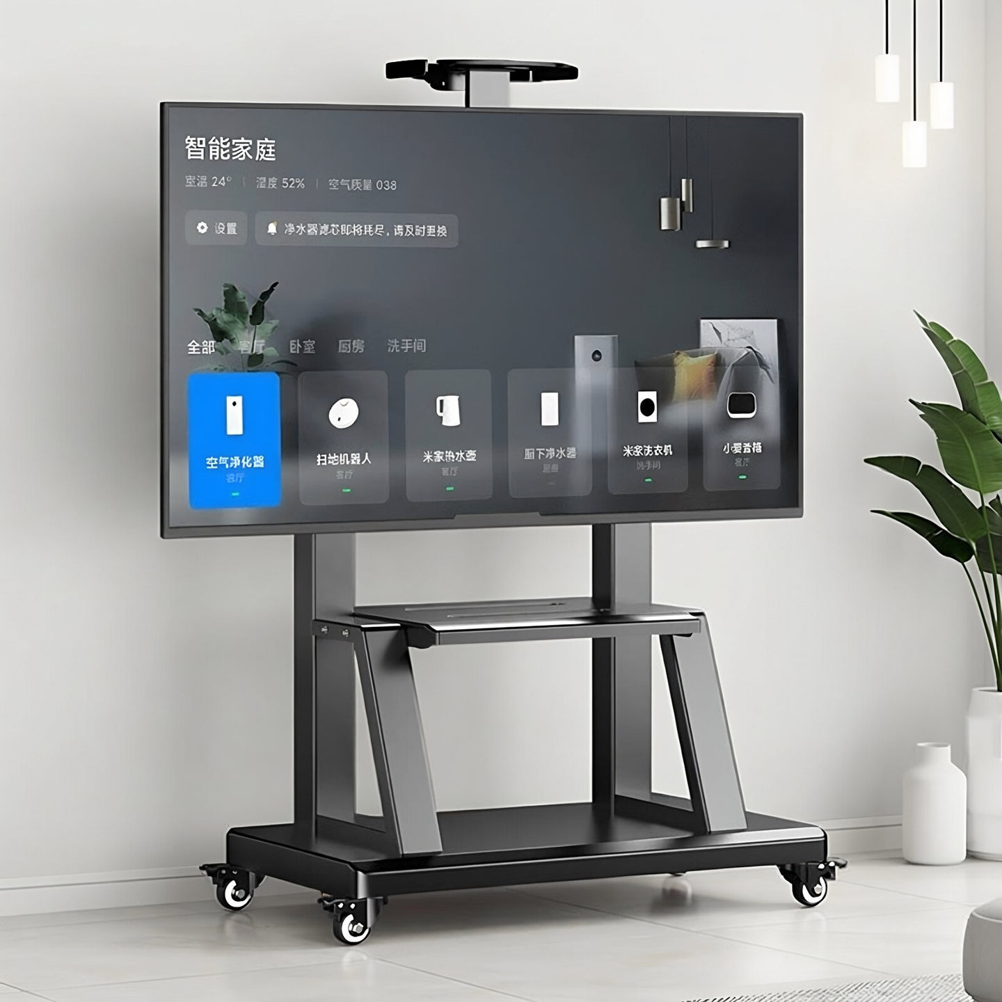 贝石电视支架可移动一体机落地挂架推车带轮适用于海信创维TCL等