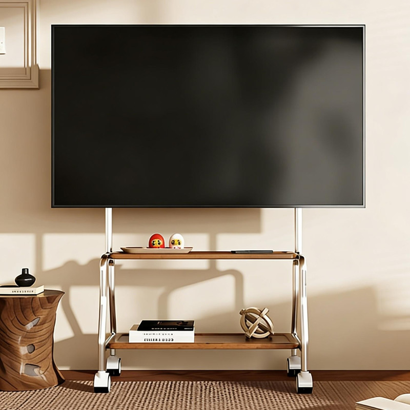 32-75寸不锈钢带轮电视移动支架