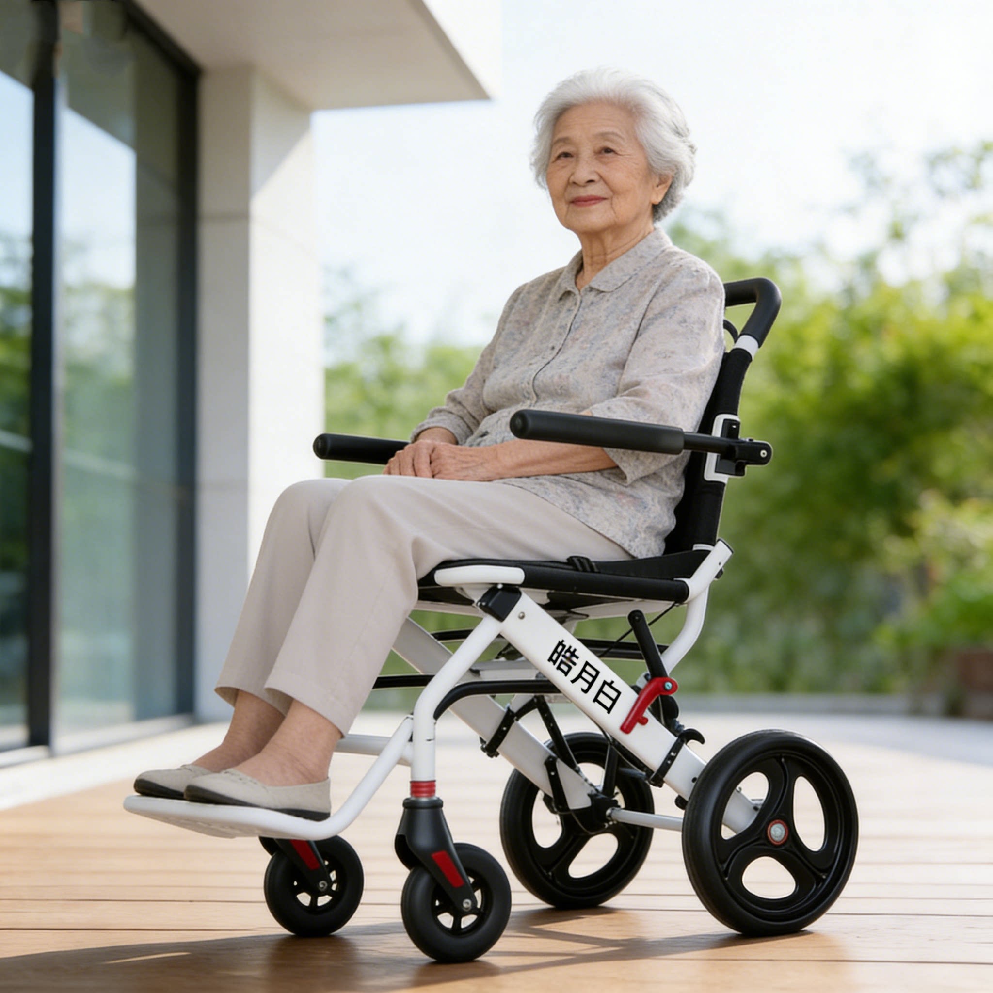 贝石老人轻便轮椅折叠式老年人专用国补骨折移动实心胎新款医用