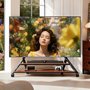 贝石电视机移动式金字塔家用落地型带轮支架推车85/100英寸挂架