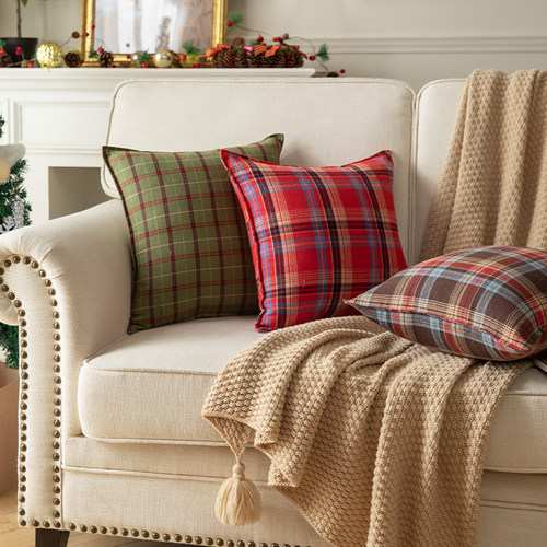 新款圣诞抱枕套格子靠垫客厅沙发家饰靠枕抱枕床头靠背飘窗靠枕套
