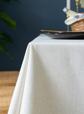 白色棉麻桌布餐厅饭店亚麻日式复古台布长方形美式乡村西餐桌布艺